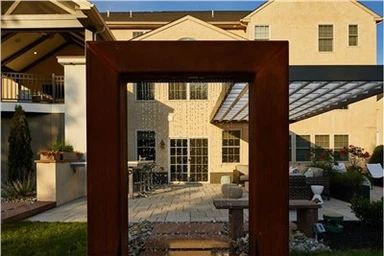 Ffynnon Dŵr Gardd Llen Awyr Dŵr Corten Steel