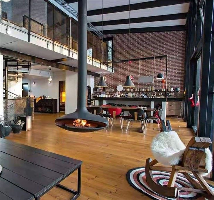 Roof Mounted Ceiling Hang Fireplace