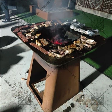 Gril Barbeciw Dur Corten Gyda Phwll Tân