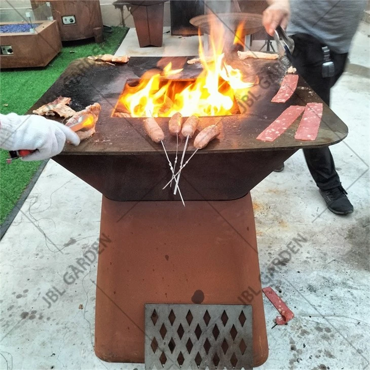 Corten Steel Fire Pit Bbq Grill