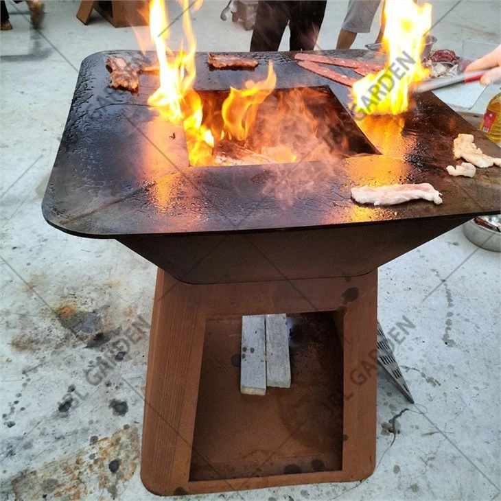 Corten Steel Fire Pit Bbq Grill