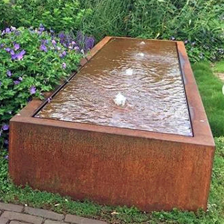 Corten Fountain With Planter Top