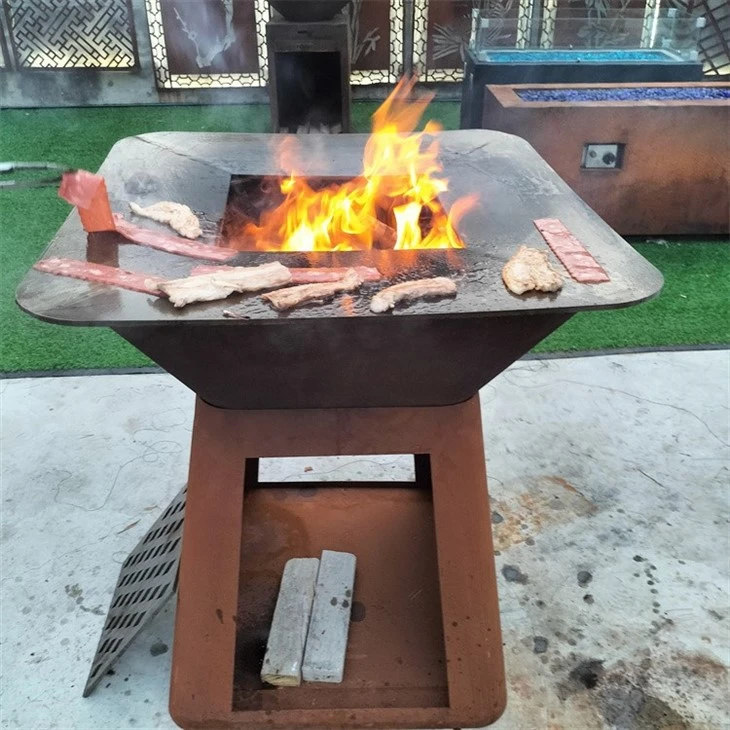 Corten Steel Charcoal BBQ Grill For Camping