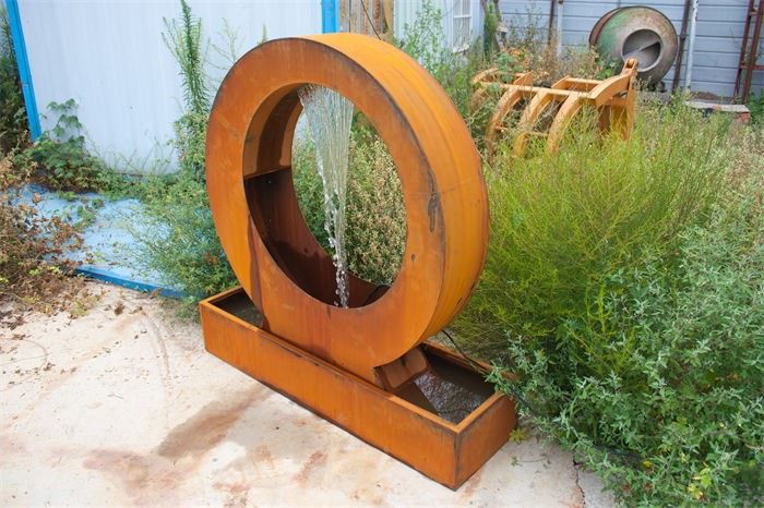 Corten Steel Moon Water Feature Rustic Outdoor Landscaping Decor high quality