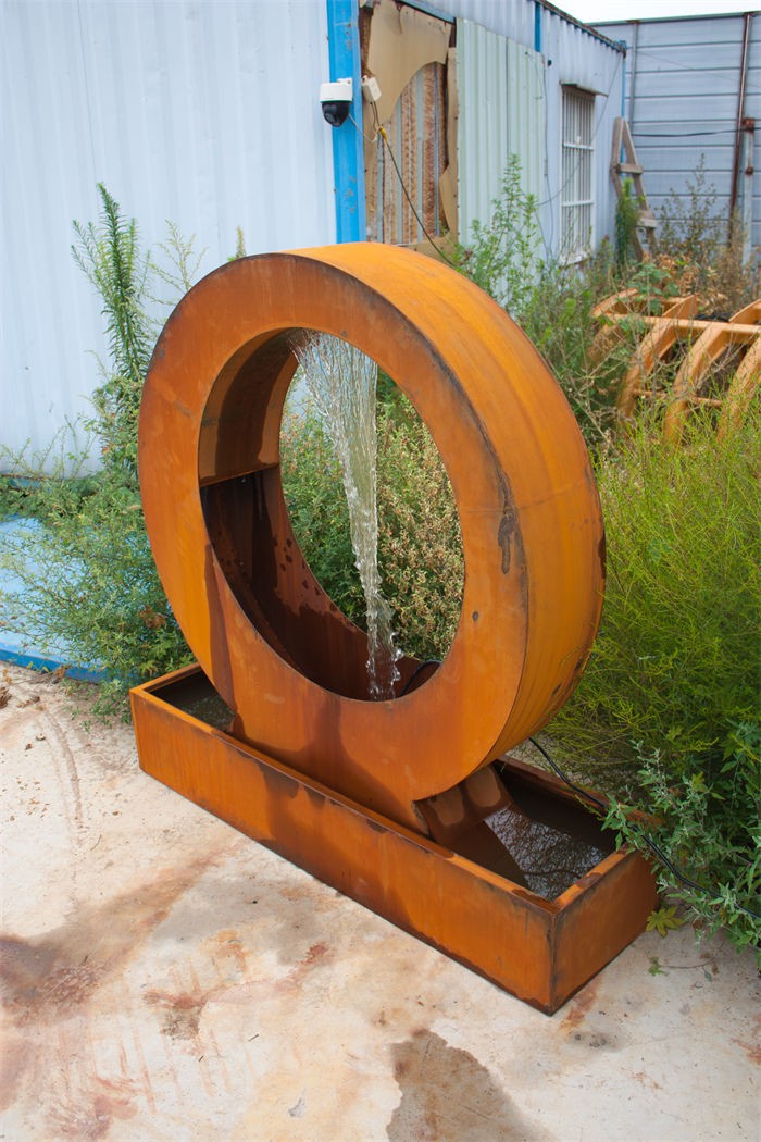 Corten Steel Moon Water Feature Rustic Outdoor Landscaping Decor best