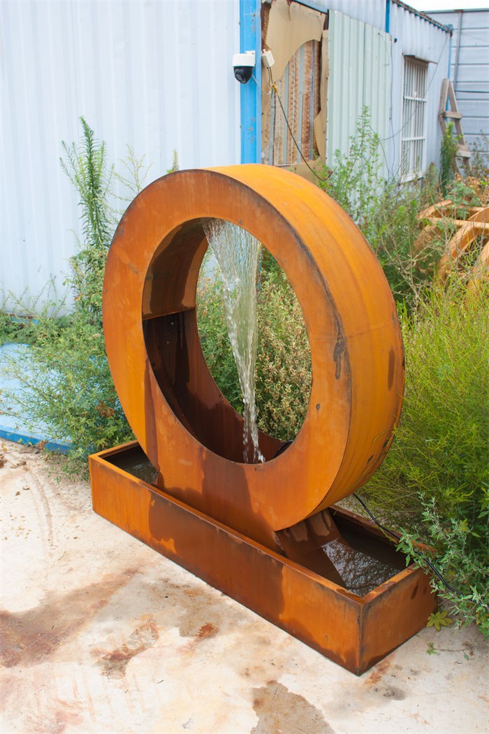 Corten Steel Moon Water Feature Rustic Outdoor Landscaping Decor suppliers