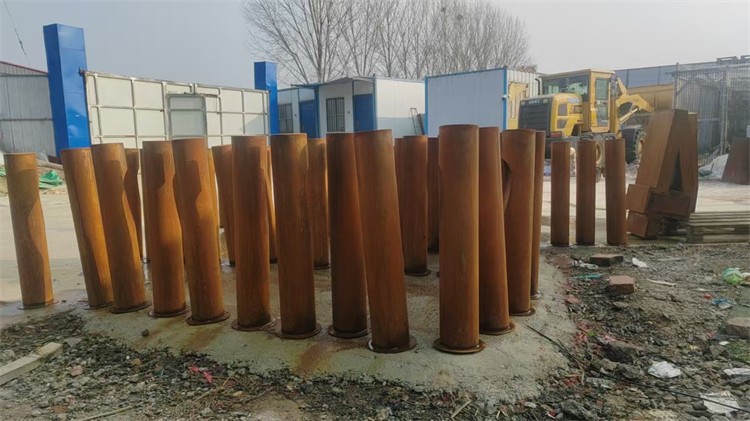 Decorative Corten Steel LED Bollard Light Round Column Landscape Lamp high quality