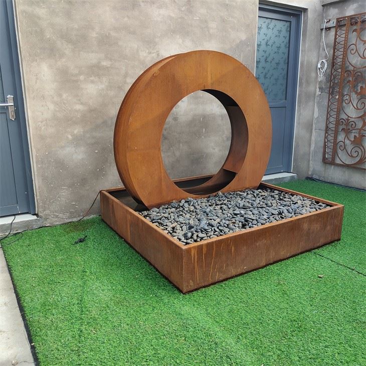 Modular Moon-Shaped Corten Water Feature Customizable Outdoor Accent price