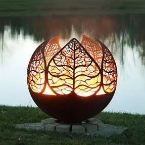 Rusty Spherical Fire Pit Of Corten