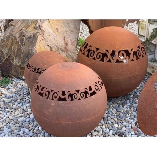 Steel Decorative Sphere Outdoor Art With Scroll Cutout Pattern suppliers