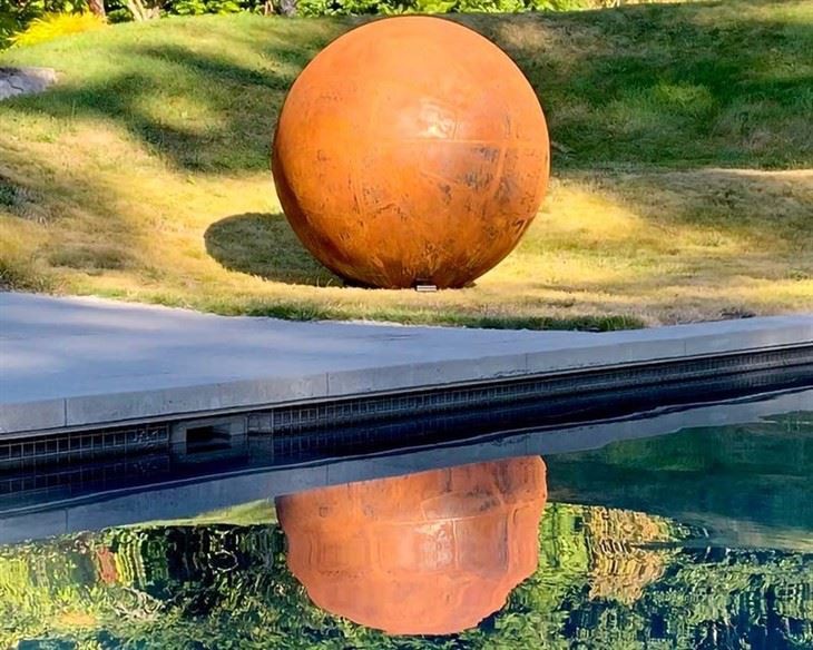 Steel Decorative Sphere Outdoor Art With Scroll Cutout Pattern best