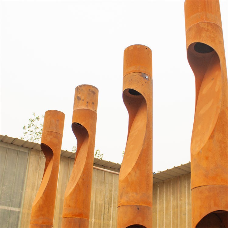 Weather-Resistant Corten Steel LED Bollard Lamp Round Column Design suppliers